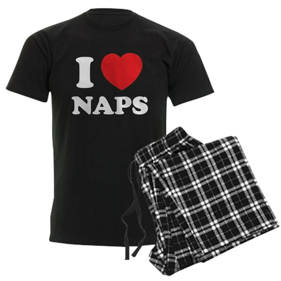 CafePress - I Love Naps Men's Dark Pajamas - Men's Dark Loose Fit Cotton Pajama Set