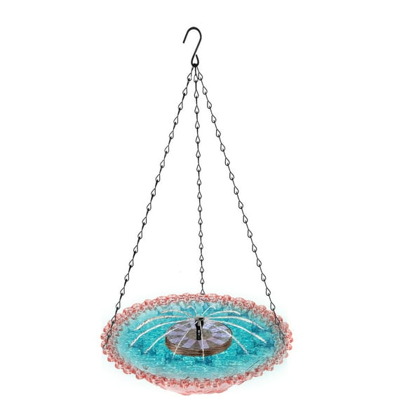 BIBABLYKE Hanging Outdoor Bird Bath Fountain Solar Powered Fountain Attracts Birds Squirrels Large Capacity Garden Feeder