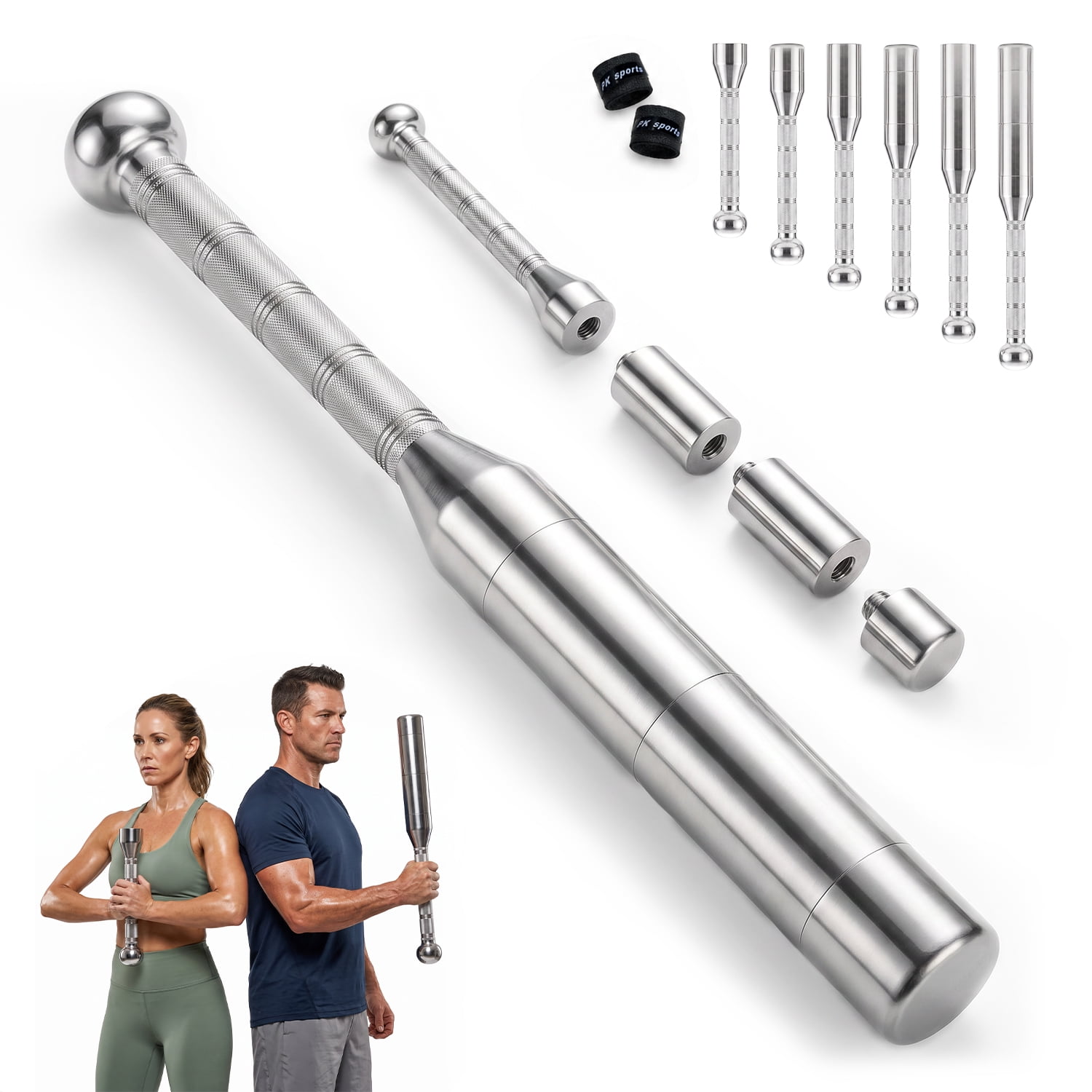 EAST MOUNT Adjustable Weightlifting Bar Macebell Clubbell for Strength Training,6-in-1 Premium Steel Weighted Indian Clubbell for Full Body ,Muscles, Shoulder/Grip/Forearm Training & Stretching