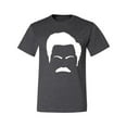 thumbnail image 2 of Wild Bobby, White Parks and Rec Fans Ron Swanson Mustache Face Silhouette, Pop Culture, Men Graphic Tee, Heather Black, Small, 2 of 4