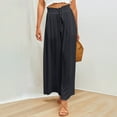 thumbnail image 3 of Posijego Womens Wide Leg Pants High Waist Drawstring Lounge Pants Loose Flowy Beach Pants with Pockets, 3 of 7