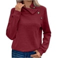 thumbnail image 2 of AXXD Basic Plus Size Shirts for Women Summer 2024 Turtle Necks Trendy Pullover Button Tops Long Sleeve Comfortable Blouse Sweatshirt, 2 of 9