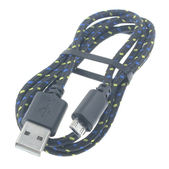 MicroUSB 3ft USB Cable for LG K8X, Tribute Monarch, Phoenix 5, Fortune 3, Aristo 5 - Charger Cord Power Wire Sync Fast Charge Braided Black X7Y