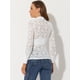 thumbnail image 4 of Blusa floral de manga larga Allegra K con cuello alto y encaje de malla Blanco S, 4 of 5