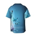 thumbnail image 2 of Vsdgher Butterflies And Waterlily In Water Print Men's Wrinkle Free Untucked Cuban Shirt Business Casual Button Down Shirts Short Sleeve Shirt, 2 of 7