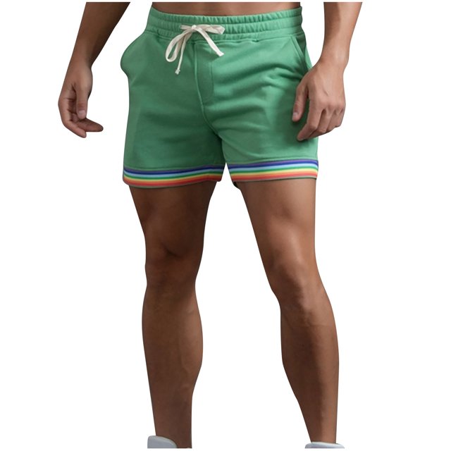 Mens Shorts Mens Casual Solid Color Casual Drawstring Pockets Elastic Sports Shorts