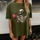 thumbnail image 4 of Blusa de manga corta con diseño de calavera y esqueleto de manga caída vintage para mujer Pompotops hfajkhk127979, 4 of 9
