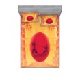 thumbnail image 2 of Ambesonne Japanese Fitted Sheet & Pillow Sham Set, Ninjas Vintage Sunset, Twinxl, Mustard and Purple, 2 of 3