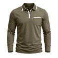 thumbnail image 2 of Yaoyar Men's Long Sleeve Shirt-Zip Front Casual Golf Style Classic Collar Chest Pocket for Weekend Wear​​, 2 of 6