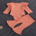 thumbnail image 2 of Newborn Baby Girl Boy Romper Bodysuit Top Ribbed Bell Bottom Pants Set 2Pcs Outfits, 2 of 6