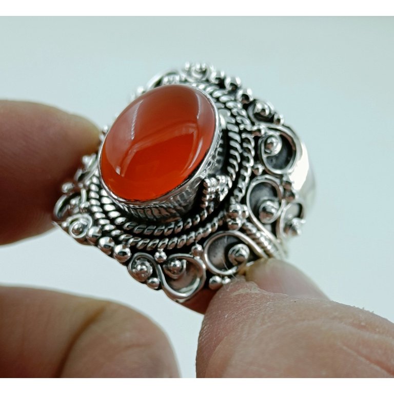 Carnelian Ethnic Brass Handmade Jewelry Ring US Size 6.75 R-20664