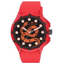 50mm Montres Carlo Men's Sport Fashion Silicone Band Military Quartz Dress Watch (Red)