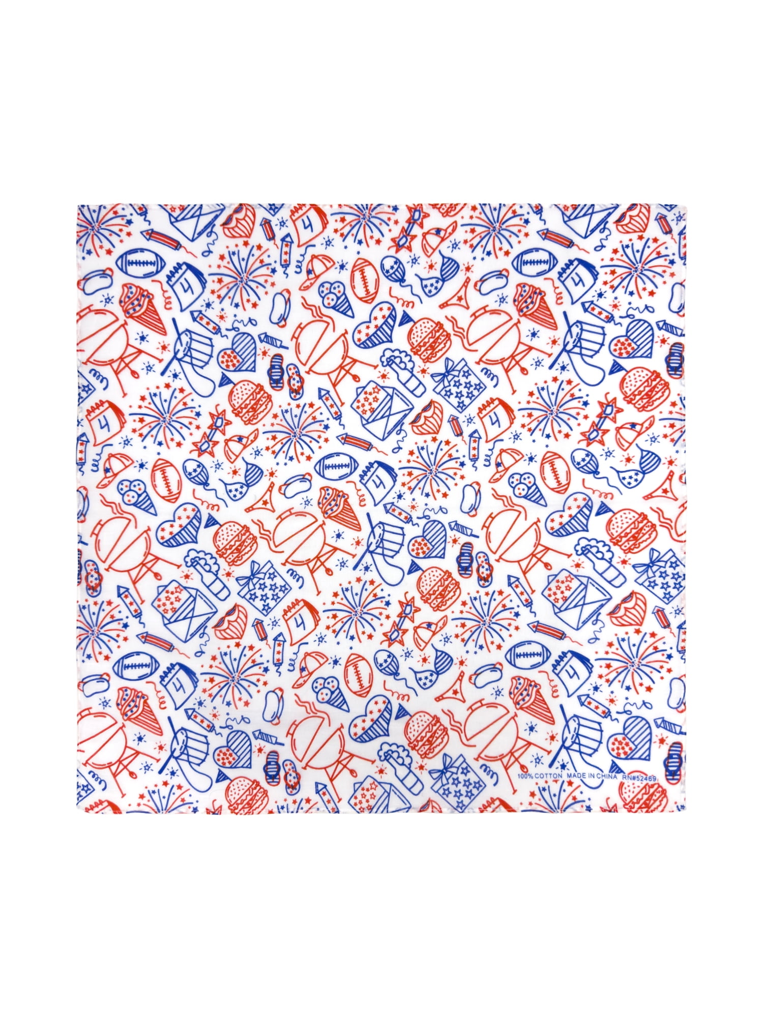 Fourth of July Women’s Party Time Bandana from Way to Celebrate, One Size, White/Multi
