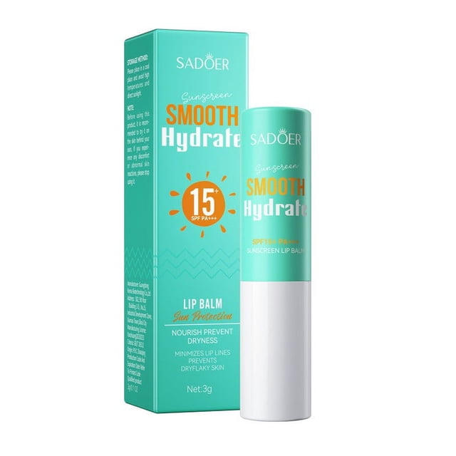 Protector solar de bálsamo labial UV 15+, bálsamo labial con protector solar, protege los labios secos y agrietados, protector solar de labios de óxido transparente, 3g