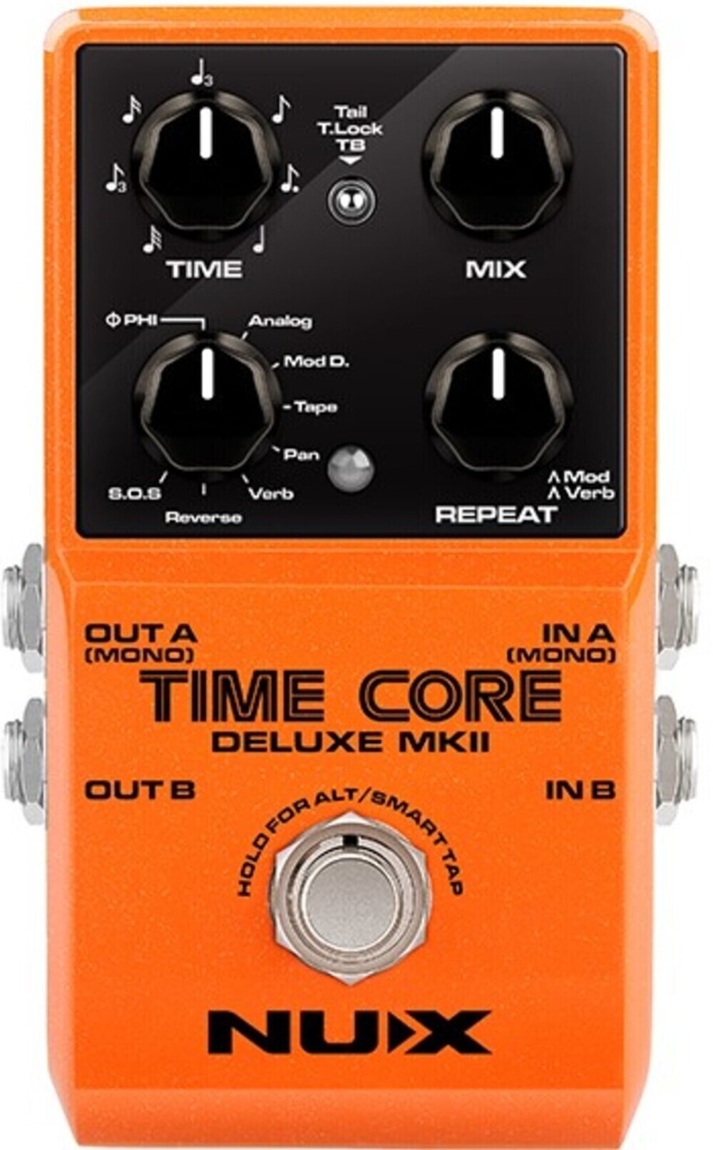 NUX Time Core Deluxe MKII with 7 Different Delays, Phrase Looper and Tap Tempo Effects Pedal Orange