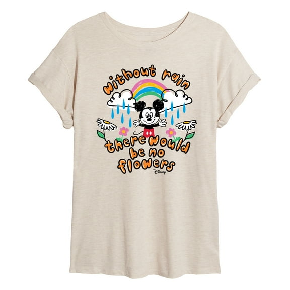Disney - Mickey Mouse - Without Rain There Would Be No Flowers - Women's Oversized T-Shirt