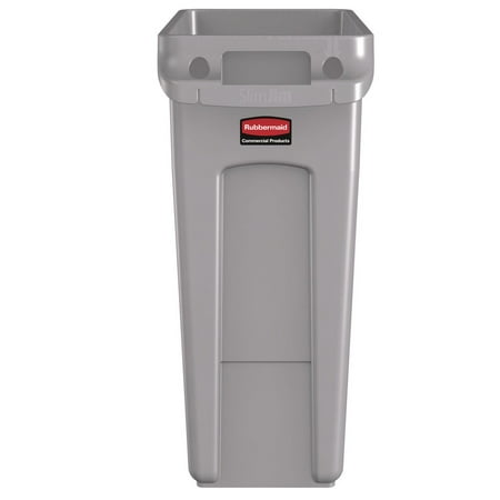 Rubbermaid Slim Jim Waste Container Handles Plastic 15.9gal Light Gry RCP1971258