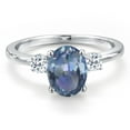 thumbnail image 3 of Gem Stone King 14K White Gold Cassiopeia Mystic Topaz and White Topaz Engagement Ring for Women | 2.28 Cttw | Oval 9X7MM | Gemstone November Birthstone | Size 7, 3 of 6