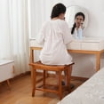 thumbnail image 5 of Wooden Shower Bench, 2-Tier Teak Bathroom Stool with Storage Shelf, 300 lbs Capacity, Natural Finish, 5 of 5