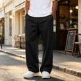 thumbnail image 4 of Havenx Men's Baggy Sweatpants Straight Wide Leg Drawstring Sweat Pants with Pockets Elastic Waist Open Bottom Sweatpants Loose Fit Soft Fall Winter Comfy Workout Trousers,Black 2XL, 4 of 8