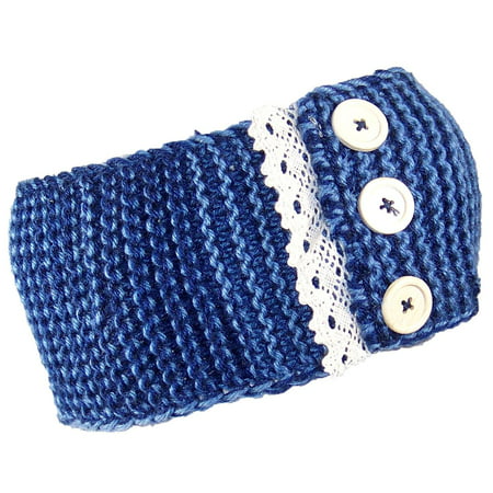 Best Winter Hats Womens Two Tone Garter Stitch Knit Headband W/Lace (One Size) -