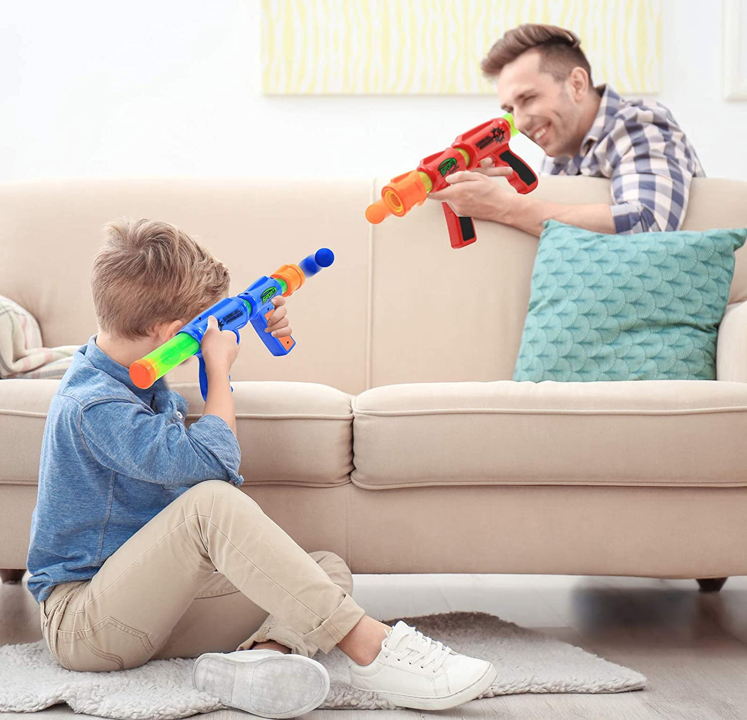 Kiddie Play Toy Foam Blasters & Guns Atomic Power Popper Ball Guns for Kids Air Shooter with Foam Balls Pack of 2 Guns