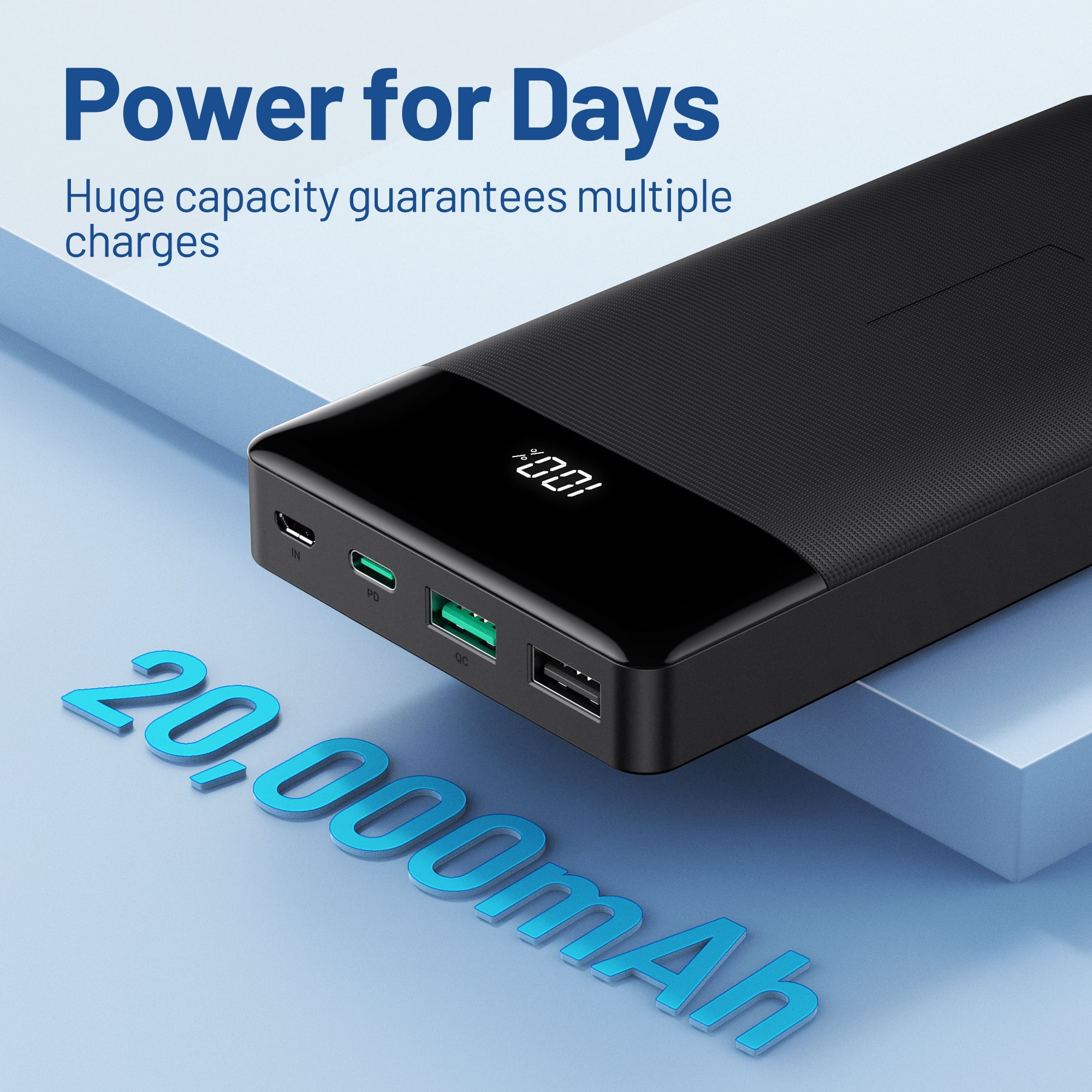 RAVPower 20000mAh Power Bank 20W PD 3.0 USB-C Power Delivery Portable Charger Walmart.com
