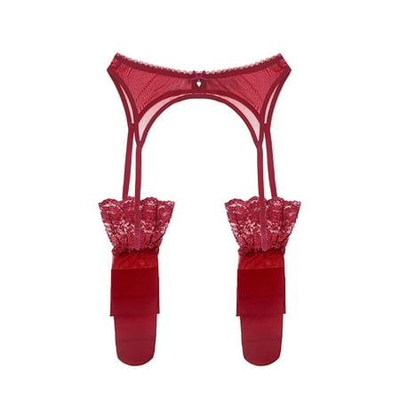 

Varsbaby Women s See Through Lace Garter Belt with Stockings