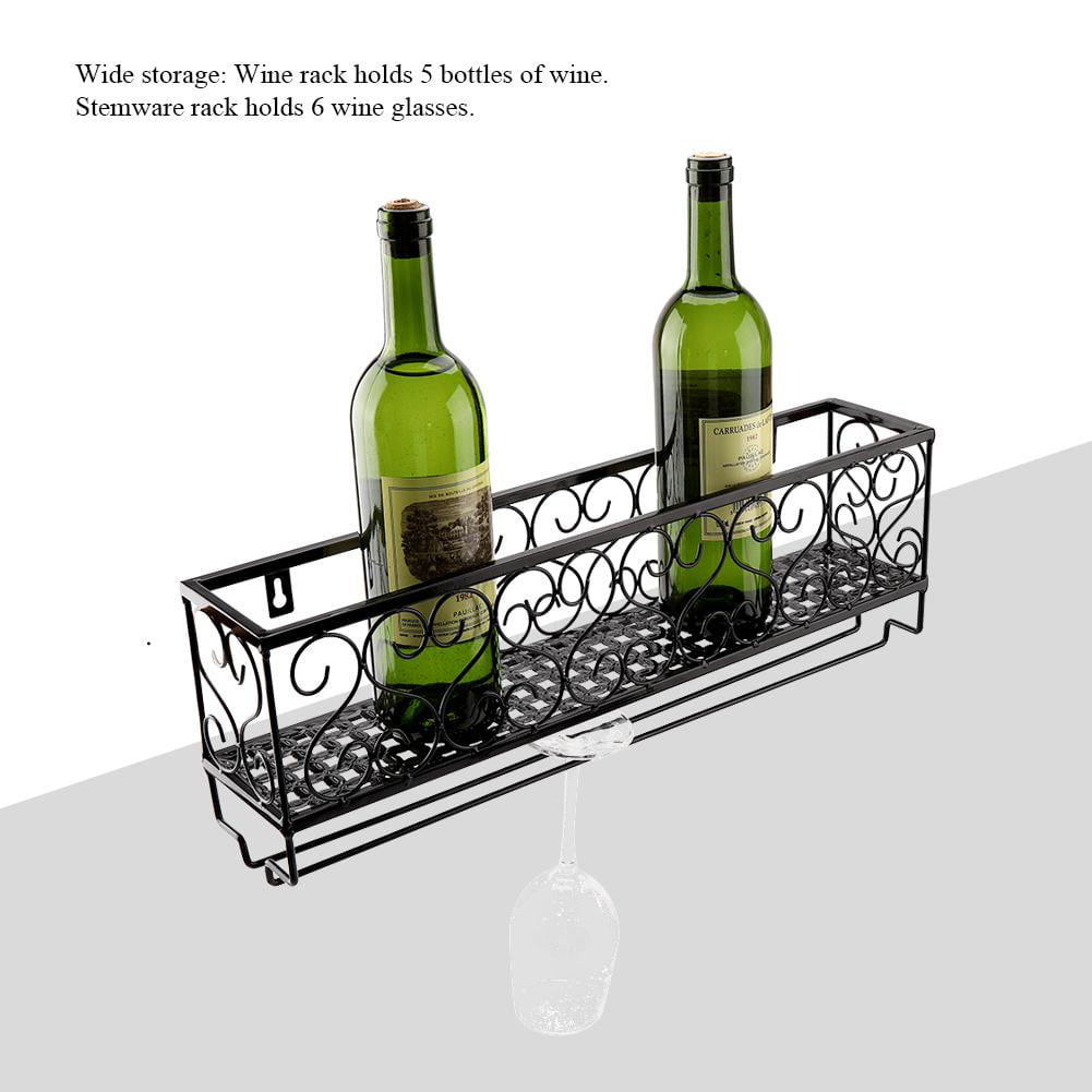 Wall Mount Wine Rack Holds Up To 6 Bottles Of Wine Champagne Storage Rack