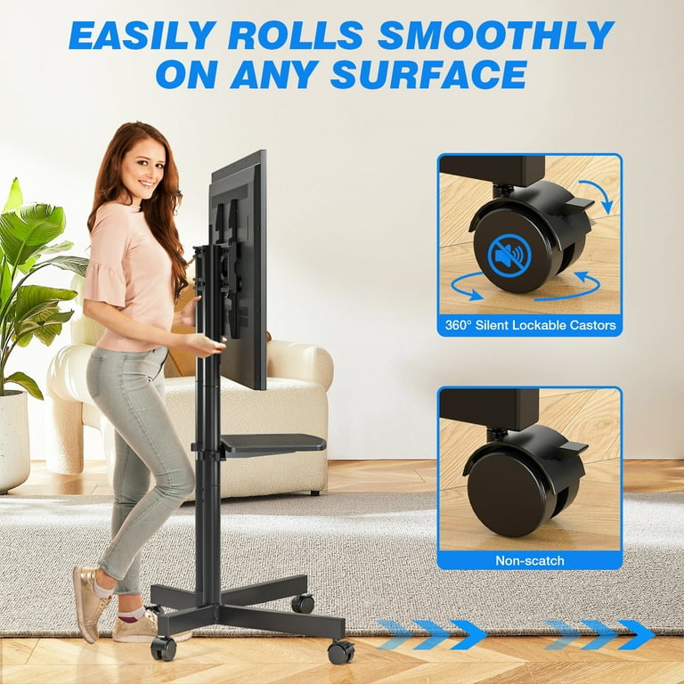 RTVR Mobile TV Cart with Shelf for 32-75 Inch Screens photo 2