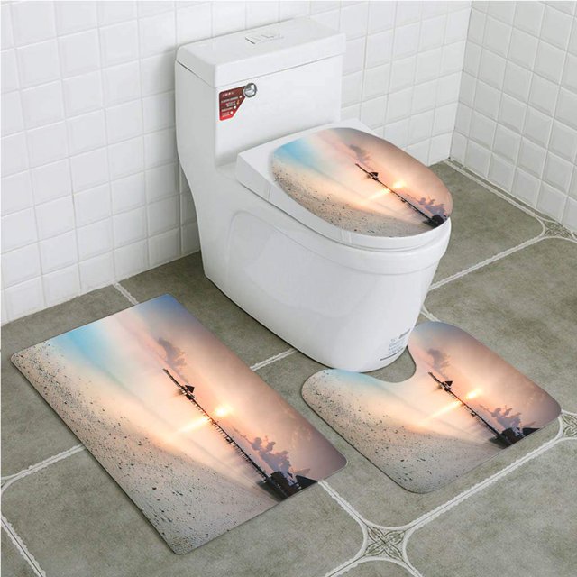 Juego de alfombras de baño ABPHQTO Panorama amanecer tropical 3 piezas