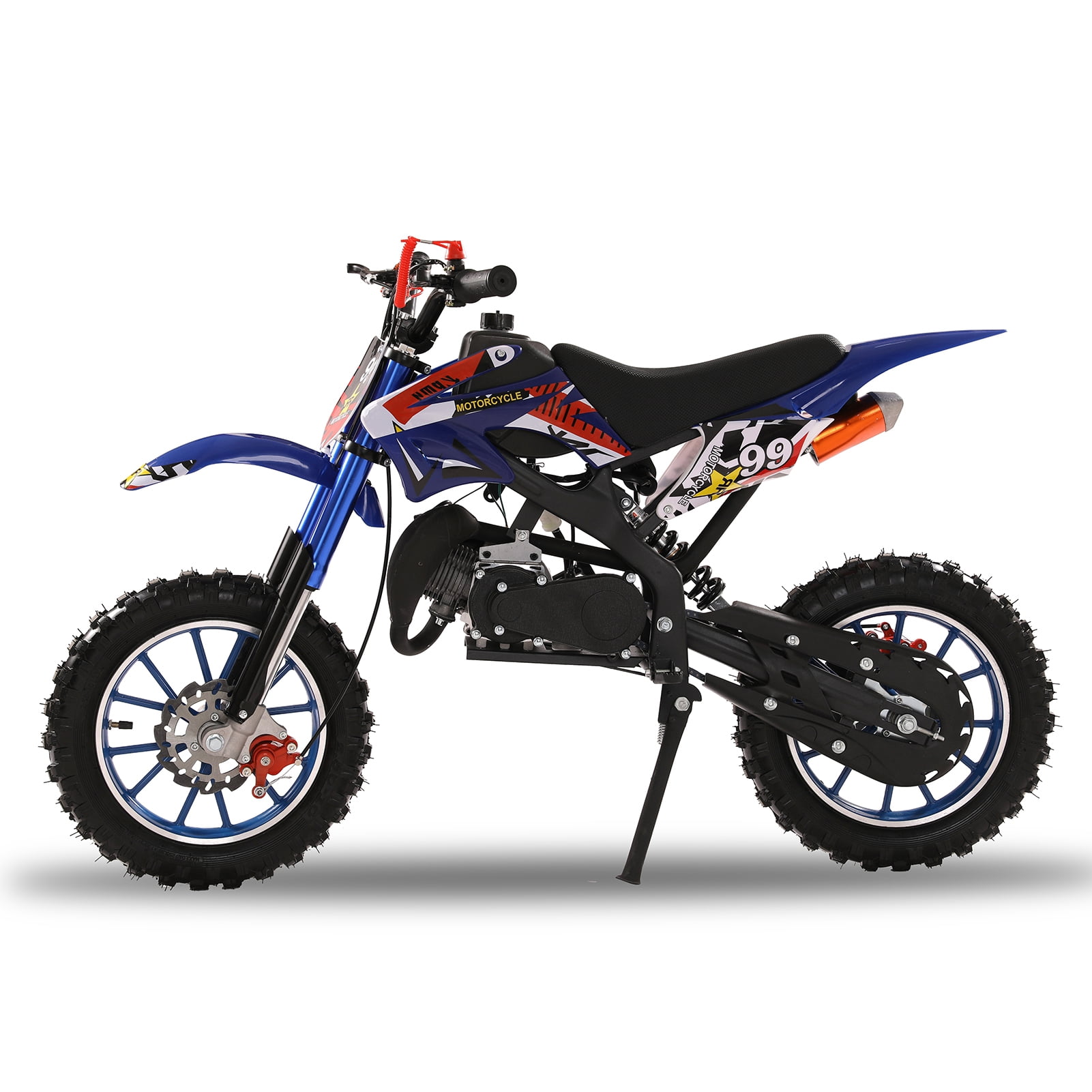 WETS 49cc 2-Stroke Kids Dirt Bike, Gas Power Motocross, Off Road Mini Motorcycle, Pocket Motorbike with Front Rear Disc Brakes, Racing Max Speed 40KM/H (Blue)