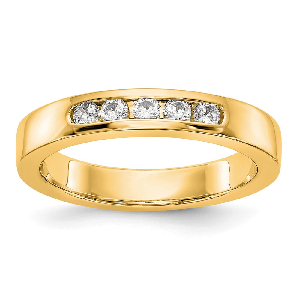 0.12ct Channel Set Solid 14K Yellow Gold Wedding Band 
