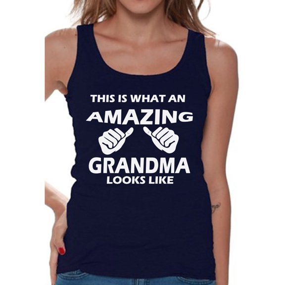 Awkward Styles Women's This Is What An Amazing Grandma Looks Like Graphic Tank Tops