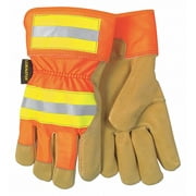 Mcr Safety Leather Gloves,Gold/Orange/Yellow,XL,PR 19251XL