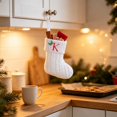 thumbnail image 4 of Knitted Christmas Stockings with Initials, 6.3''x7.8'' White Custom Embroidery Christmas Stockings with Letter, Personalized Xmas Decoration for Holiday Family Party - K, 4 of 5