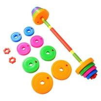 PENIKOKO 2Pcs Kids Pretend Workout Set with Plastic Barbell and Dumbbell for Versatile Use
