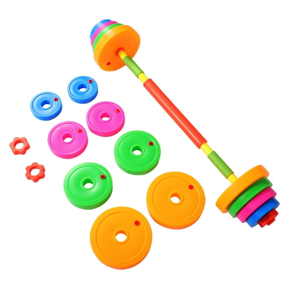 PENIKOKO 2Pcs Kids Pretend Workout Set with Plastic Barbell and Dumbbell for Versatile Use