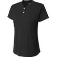 thumbnail image 2 of A4 Tek 2-Button Henley For Women in Black | NW3143, 2 of 2