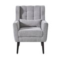 thumbnail image 3 of Modern Accent Chair, Mid Century Comfy Reading Chair with Waist Pillow, Living Room Upholstered Armchairs, Thick Seat & Wing Back (Grey-Chenille), 3 of 9