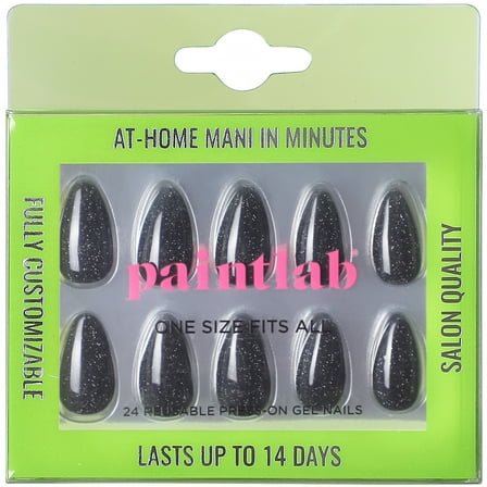 PaintLab Night Crawler Short Almond Shape Press-on Nails, 30 Count