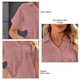 thumbnail image 4 of Blusa de manga corta con cuello vuelto para mujer, blusa informal con botones y cuello en V de Color liso con bolsillos, 4 of 6