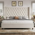 thumbnail image 4 of Merluxy Queen Bed Frame with 61.4" Handmade Deep Button Tufted Headboard/Cream, 4 of 8
