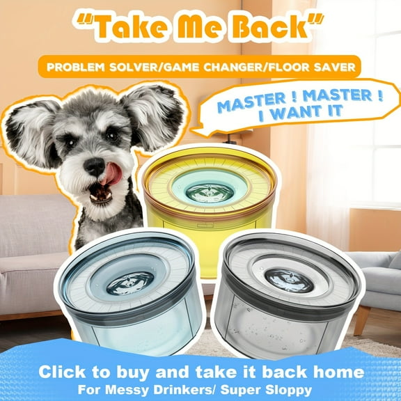 1 Gal/3.8L No-Spill Dog Water Bowl - Splash-Proof Slow Feeder with Lid for Travel, Car Use - Transparent Durable Design for Large Dogs
