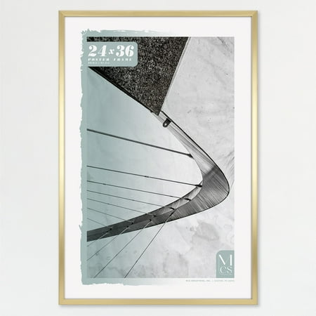 MCS Foundation 16x24 Poster Frame Traditional Brass, Vertical & Horizontal Wall Hanging Large Picture Frame for Photos, Posters & Art Prints (1-Pack)