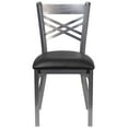 thumbnail image 6 of BizChair Silver Antique Finish with Clear Coat ''X'' Back Metal Restaurant Chair - Black Vinyl Seat, 6 of 11