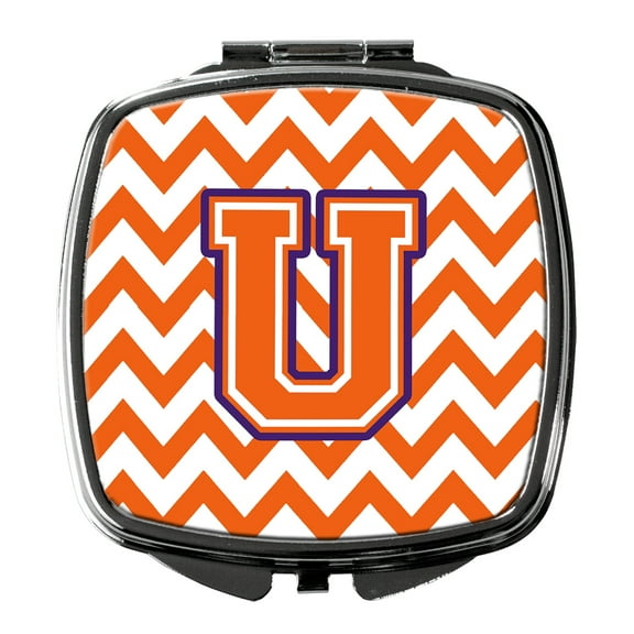 Letter U Chevron Orange and Regalia Compact Mirror