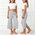 thumbnail image 2 of Oiyii Girls Summer Pants Solid Pleated Waist Wide Leg Boggy Cropped Pants, Sizes 5-14Y, 2 of 8