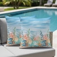 thumbnail image 4 of Set of 2 Summer Beach Pillow Covers 18x18 Inch, Blue Ocean Colorful Coral Shell Seaweed Starfish Sandy Decorative Throw Pillow Cases Cotton Cushion Covers for Sofa Couch Bed Living Room Home Decor, 4 of 9