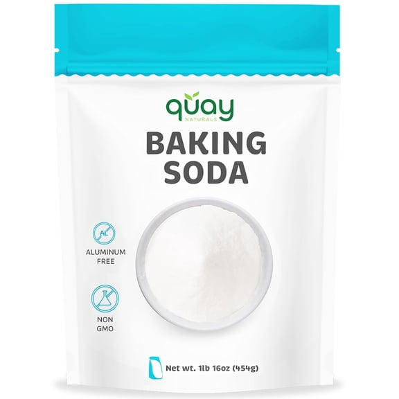 Quay Naturals Pure Baking Soda 1lb - Aluminum-Free, Food-Grade, Multi-Purpose - For Baking, Cleaning & Deodorizing - Vegan, Gluten-Free